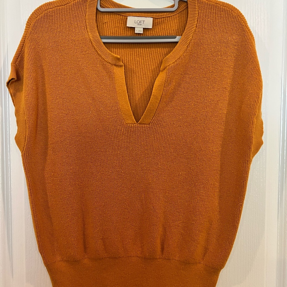 LOFT Women's V-Neck Sweater in Rich Orange